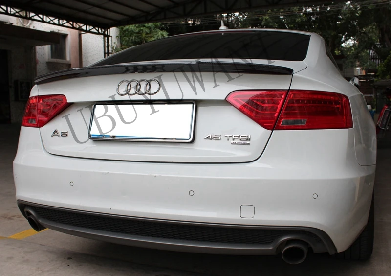 Для Audi A5 4 двери 2009 2010 2011 2012 2013 углеродного волокна V Стиль внешний задний багажник спойлер автомобиля хвост загрузки крыло украшения