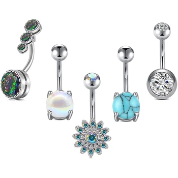 

14G Belly Button Ring CZ Navel Belly Ring Piercing Crystal Surgical Steel Woman Body Jewelry Barbell Women Sexy Piercing Ombligo