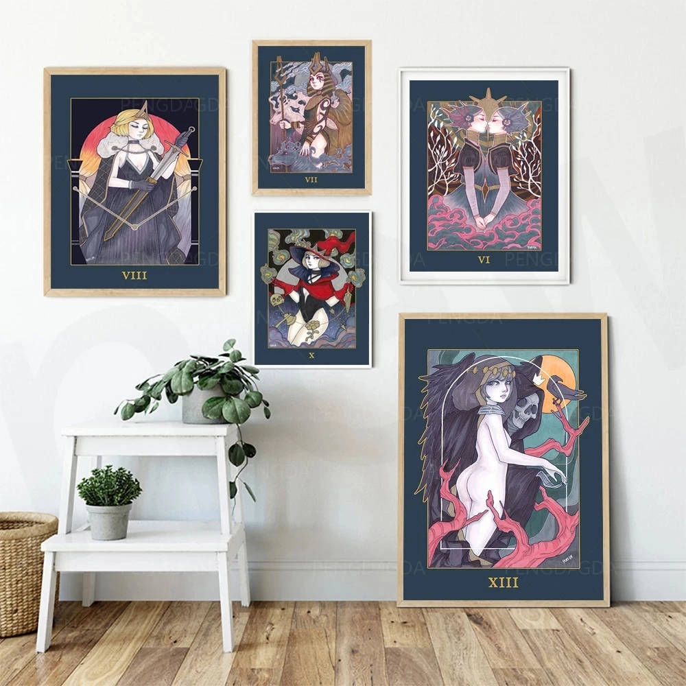 

Canvas Witch Grim Reaper Posters Painting Wall Art Prints Anime Modular Pictures Home Decoration For Living Room No Framework