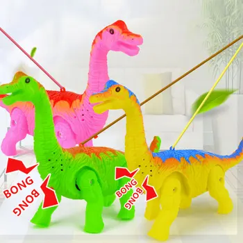 

Color Random New Electronic Robot With Light Sound Electric Walking Light Vocal Leash Dinosaur For Kids Baby Toys Christmas Gift