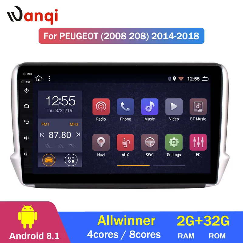 Octa 8 core 10,1 дюймов Android 8,1 2+ 32G Мобильный DVR gps мультимедиа для peugeot 2008 208 серии автомобильный навигатор