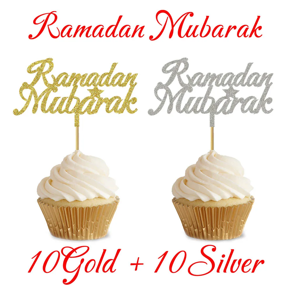 Atacado Oriente Médio Eid Mubarak Cupcake Toppers Lua Ramadan Feliz Eid Islâmico