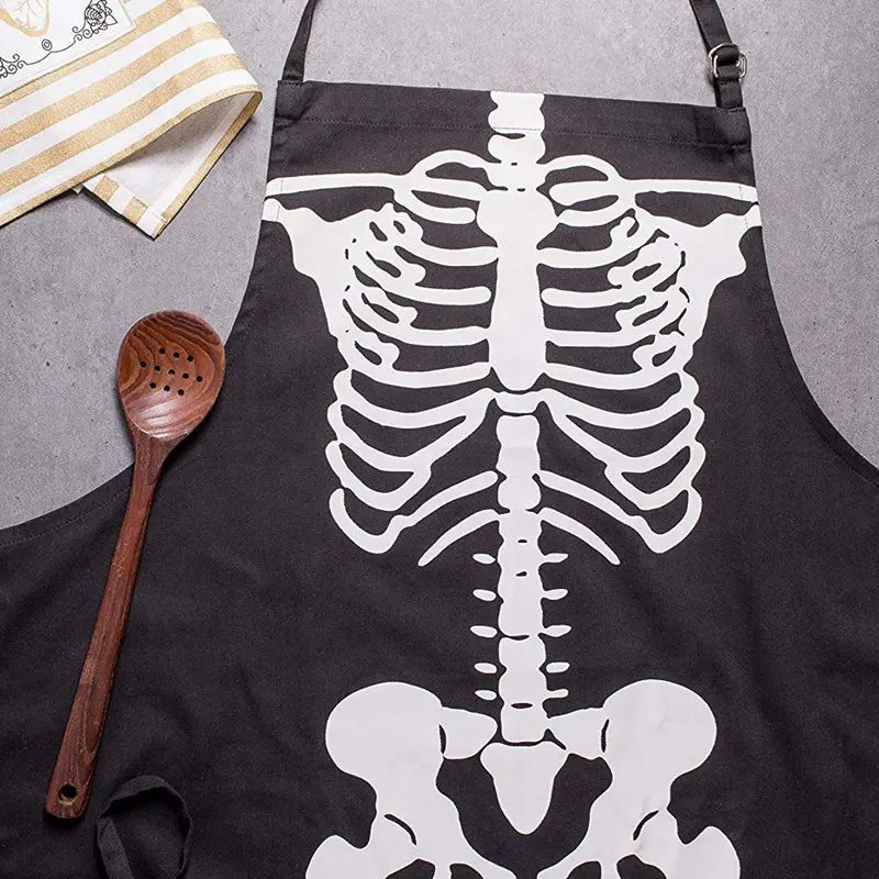New-Cotton Halloween Holiday Kitchen Apron with Extra Long Ties, 21.3 x 31.5 inch, Men and Women Apron for Cooking, Baking, Craf