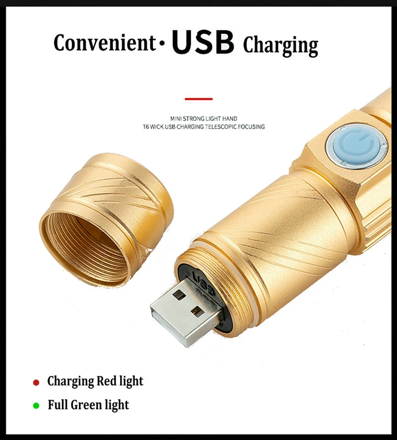 Zoomable Bike Front Light  Bicycle Flashlight USB Charging Flashlight Cycling Waterproof Torch Bike Headlight Bicycle Light (6)