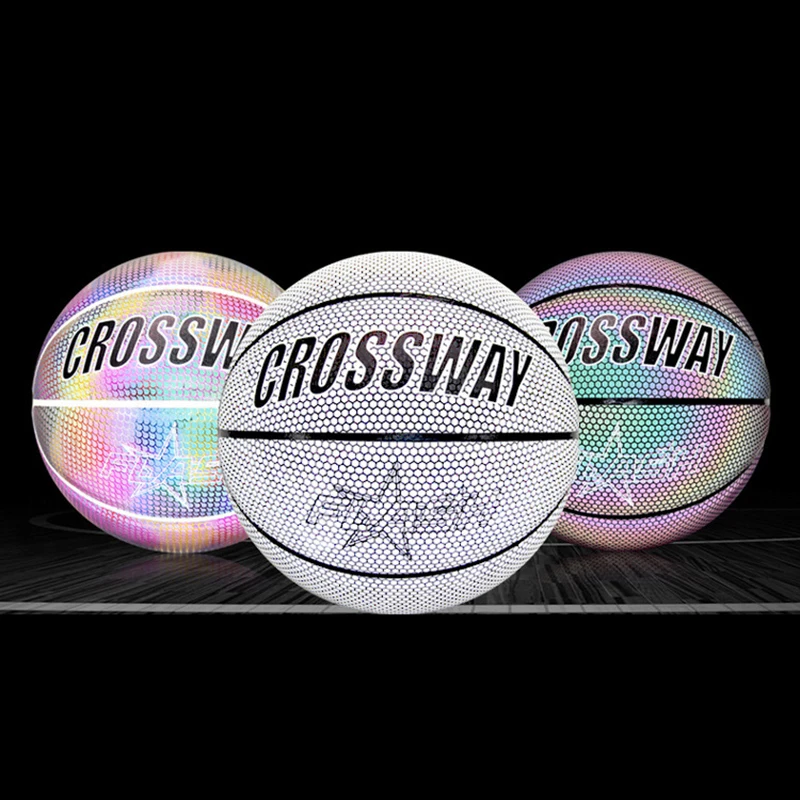 

2019 #7 PU Basketball Soft Professional Reflective Night Bright Colorful Basketball Training Ball School GYM Sport Ball