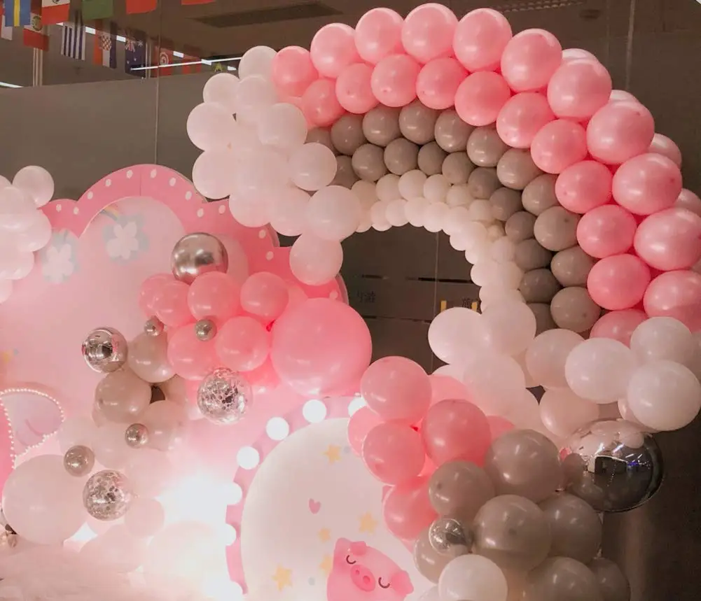 Metablle 100 шт Серый Белый Розовый Блестящий серебряный воздушный шар &quotКонфетти&quot