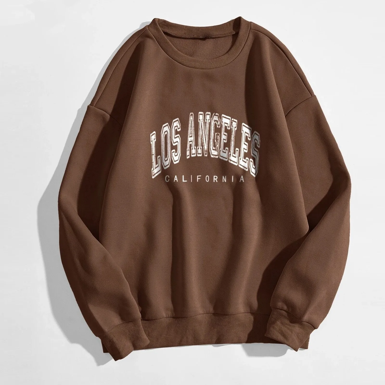 Women's Large Sizes Sweatshirts Vintage Los Angeles Letter O Neck Long Sleeve Sweatshirt High Street Harajuku Sports Pullover canteloube chants d auvergne angeles jaquillat 1 cd