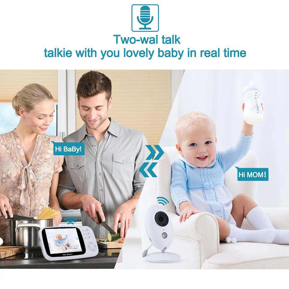 

VB603 Wireless Video Color Baby Monitor with 3.2Inches LCD 2 Way Audio Talk Night Vision Surveillance Security Camera Babysitter