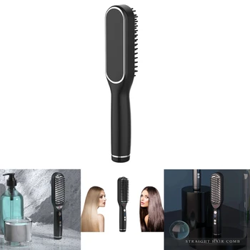 

Electric Hair Straightener Brush Heated Comb Straightening Combs Men Beard Hair Straight Curly Styling Tool