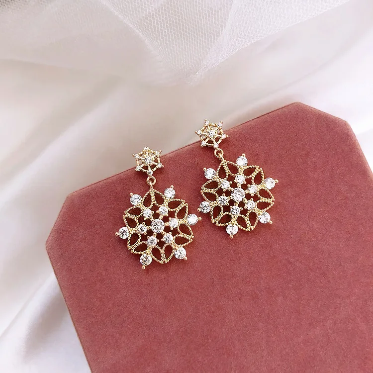 2019 New Arrival Crystal Trendy Geometric Women Dangle Earrings Korean Simple Snowflake Retro Petal | Украшения и аксессуары