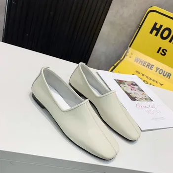 

2020 Loafers Women Calfskin soft Leather Square Toe Slip-On Lady Flats Top Quality Shoes Handmade causal driver shoes