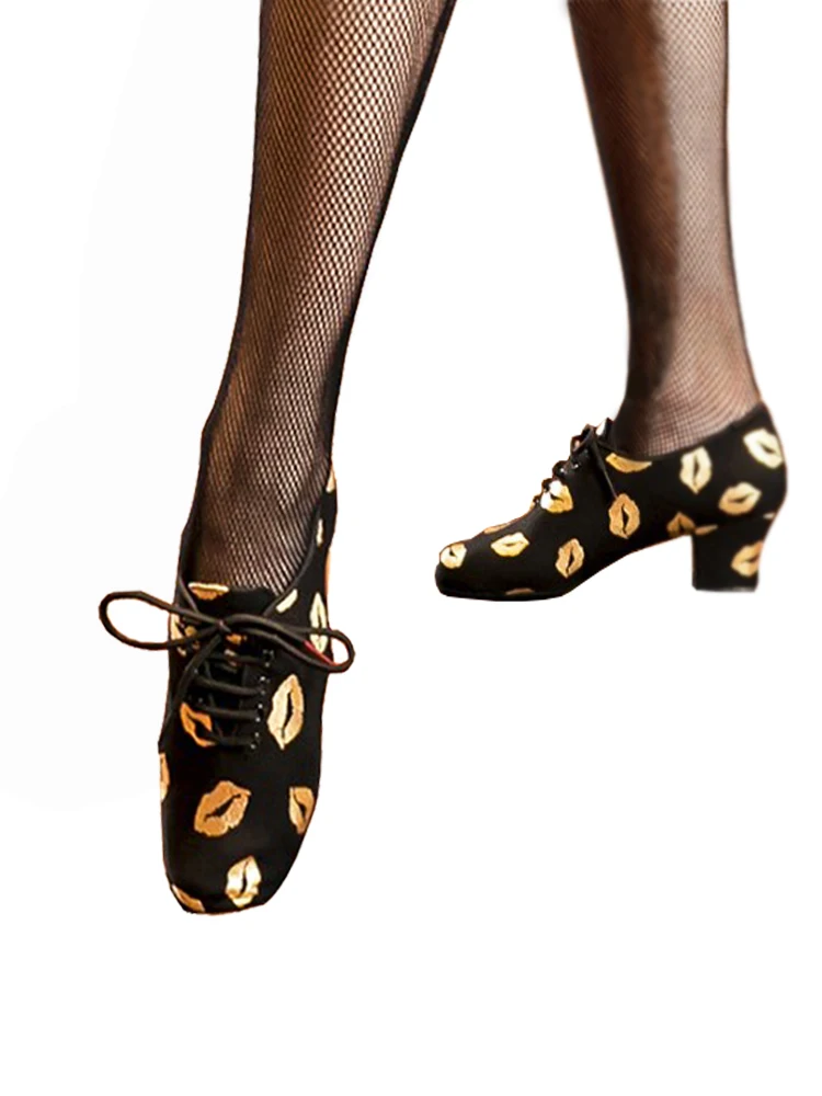 bd dance shoes T1-B Female Betty Latin dance shoes two point soft bottom Oxford cloth modern dance practice shoes T1