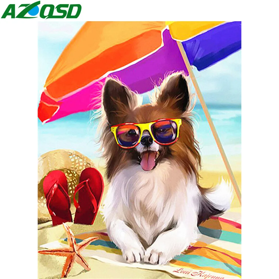 

AZQSD Full Square Diamond Painti8ng 5d Dog Diamond Mosaic Animal Picture Of Rhinestones Home Decor Gift Cross Stitch Kits