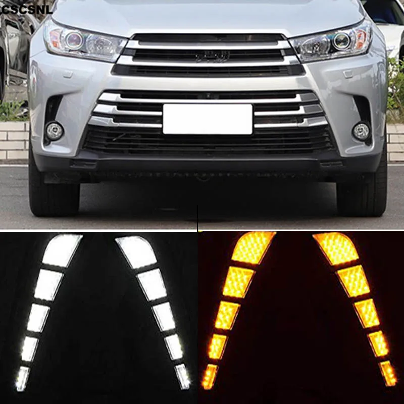 Светодиодный дневной ходовой светильник DRL для toyota highlander противотуманный светильник с сигналом поворота водонепроницаемые противотуманные фары аксессуары