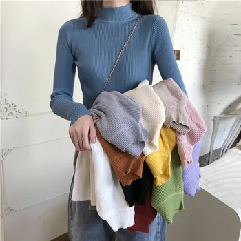 

Autumn Winter Oversize Undefined Sweater Pullovers Women Female Loose Turtleneck Sweater Long Sleeve Knit Jumpers Top