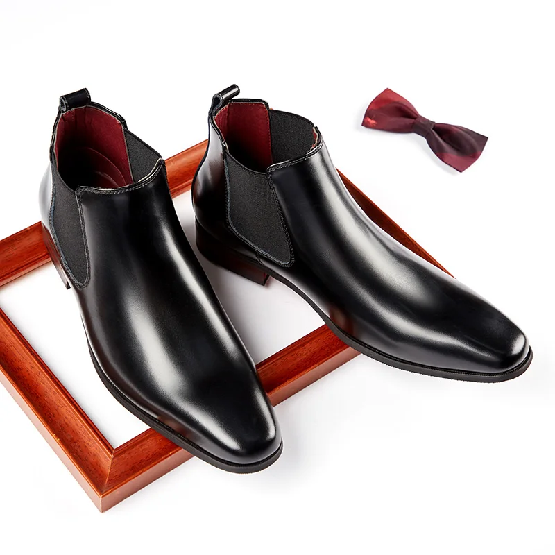 Yomior Winter New Big Size Handmade Men Boots Vintage British Genuine Leather Dress Shoes Business Work Ankle Chelsea Boots