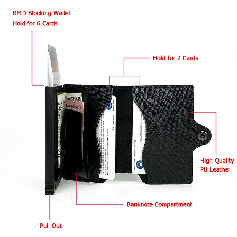 BISI GORO держатель карты всплывающий из искусственной кожи кошелек для карт высокое качество RFID Блокировка Смарт-Карты Чехол безопасности анти-ID держатель