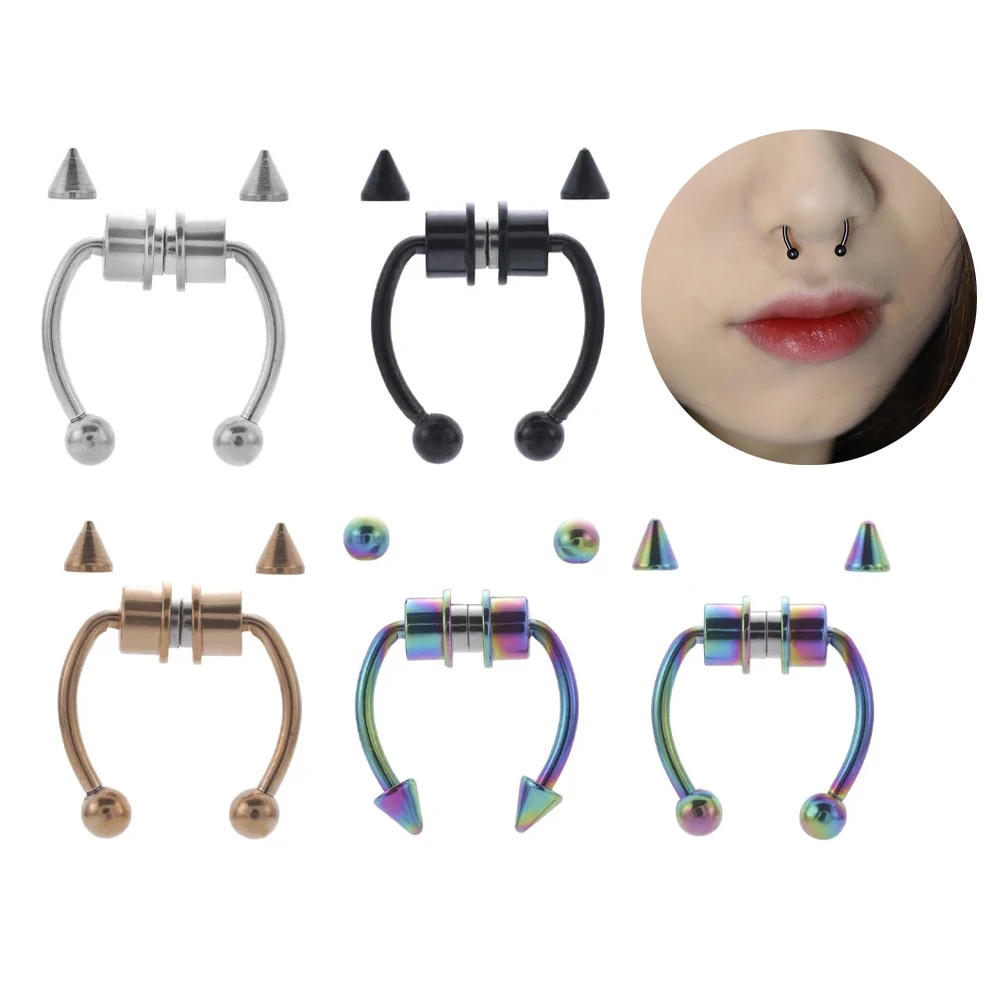 Fake Nose Chain Ring Hip Hoop Non Fake Piercing Nose Septum snag Ring