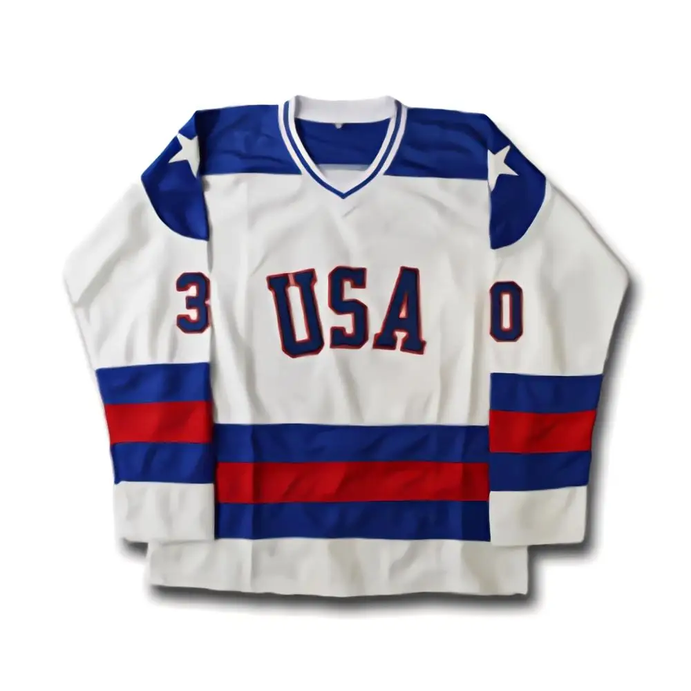 

1980 Miracle On Ice Team USA 30 Jim Craig Jersey 17 Jack O'Callahan 21 Mike Eruzione Blue White Stitched Ice Hockey jerseys