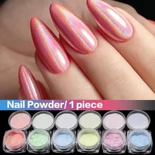 6 цветов лак для ногтей УФ-гель пигмент дизайн ногтей украшение металлическое зеркало лак для ногтей Порошковая голографическая пудра серебряный металлический эффект