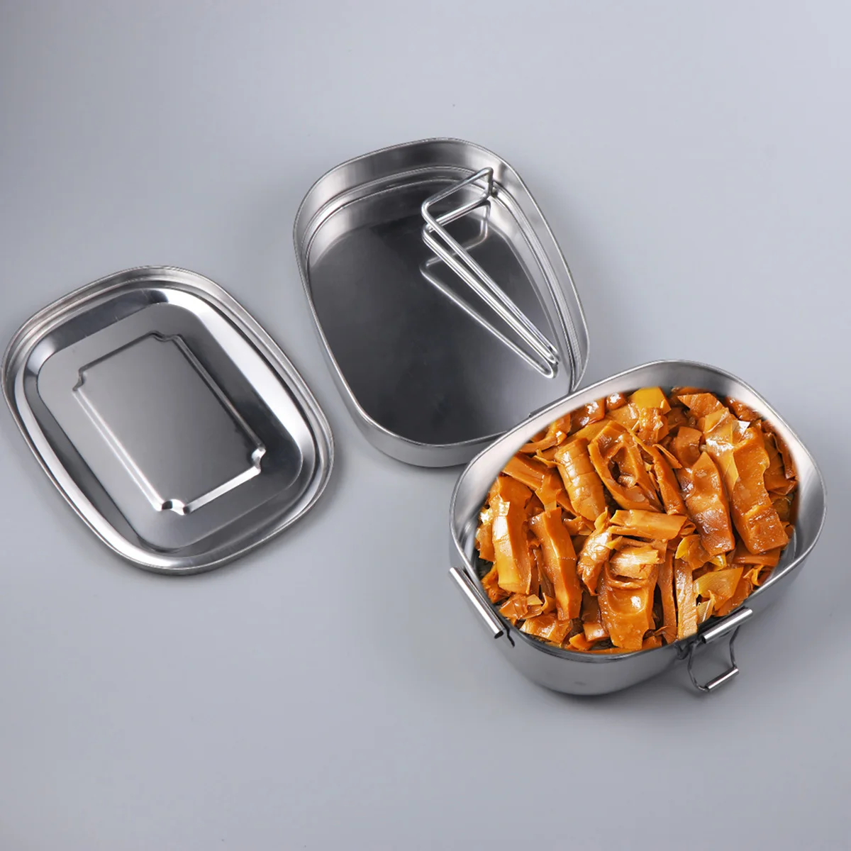 Double Layer Stainless Steel Lunch Box Containers Square Insulated Fast Food Kids Metal Boxes Divided Student School | Дом и сад