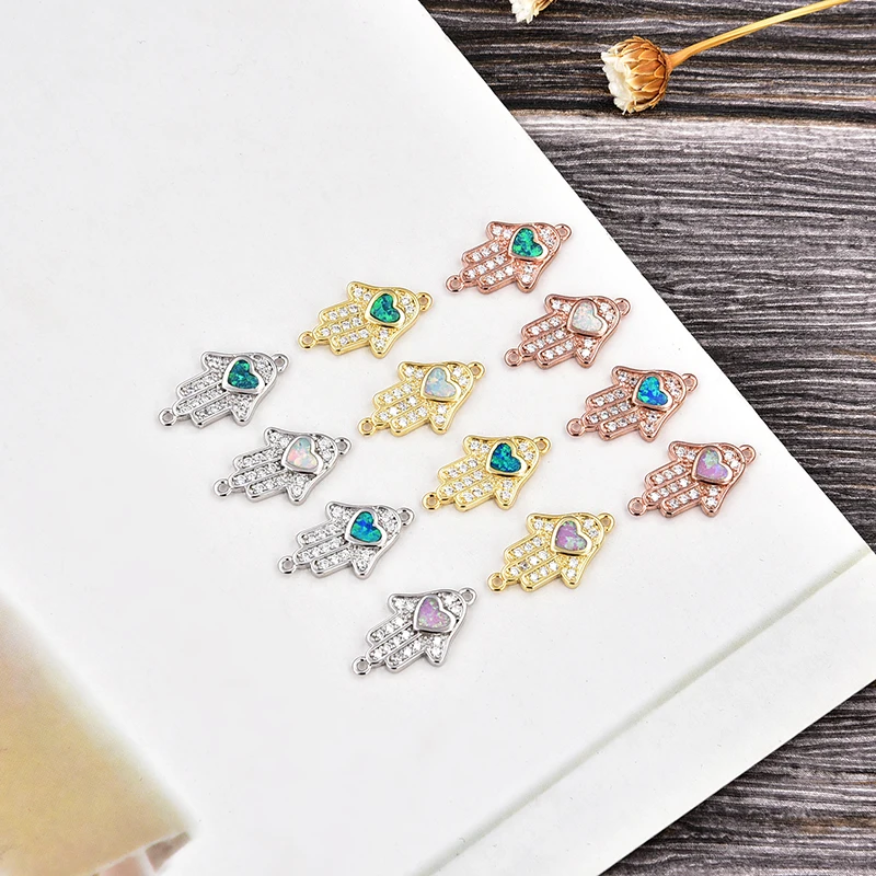 

KAMAF 4PCS Batch Color Copper Inlay GZ Palm Opal DIY Bracelet Jewelry Accessories Specifications 19mm*11mm