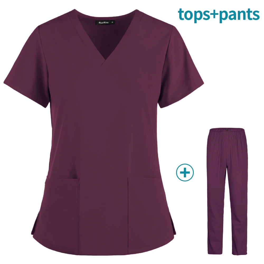 Pet grooming institution Scrubs set High Quality Spa Uniforms Unisex V-Neck Work clothes Medical suits clothes Scrubs Tops Pants