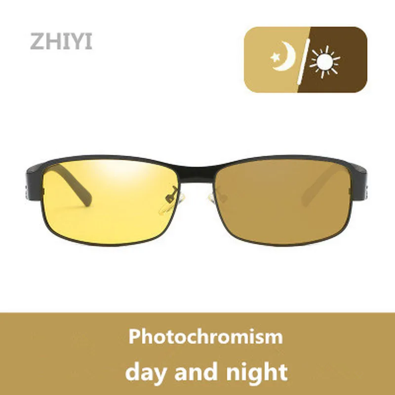 ZHIYI, брендовые очки ночного видения, день и ночь, очки для вождения, мужские, Ретро стиль, алюминий, поляризационные, фотохромные солнцезащитные очки, UV400