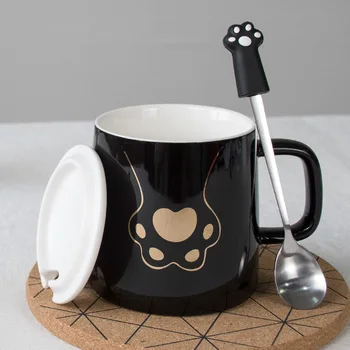 

Cat Nordic Mug Creative Simple Cute Ceramic Mug for Couple with Spoon Fashion Breakfast Milk Coffee Pet Mug Funny Mugs CC60MKB