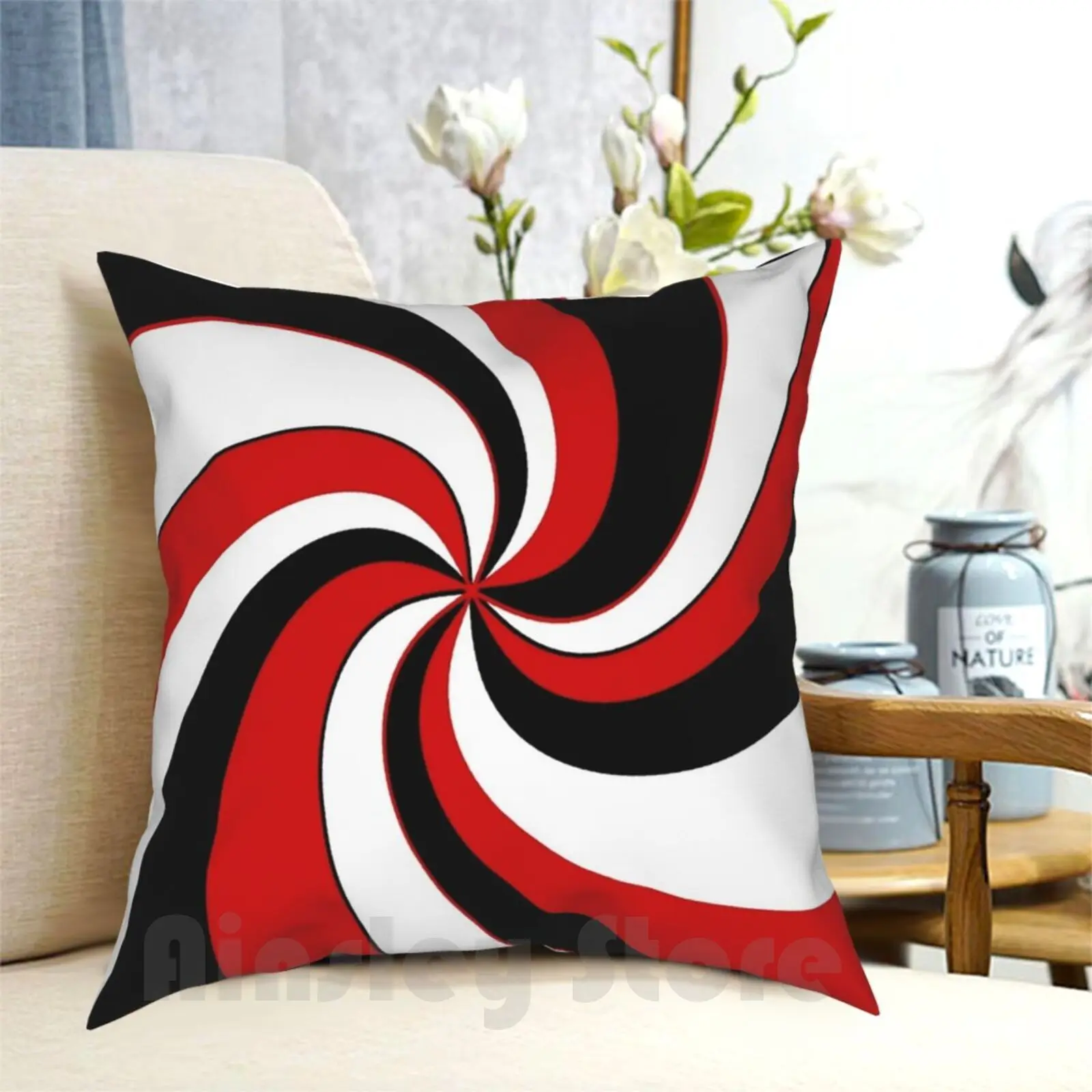 Red , Black And White Twist Design Pillow Case Printed Home Soft Throw