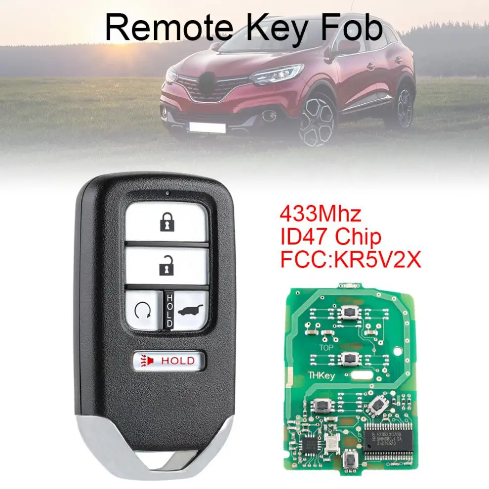 433Mhz FSK SUV 5 Buttons Smart Keyless Car Remote Fob with ID47 Chip KR5V1X Fit for Honda Piot CR-V Civic 2016 2017 2018 2019 | Автомобили
