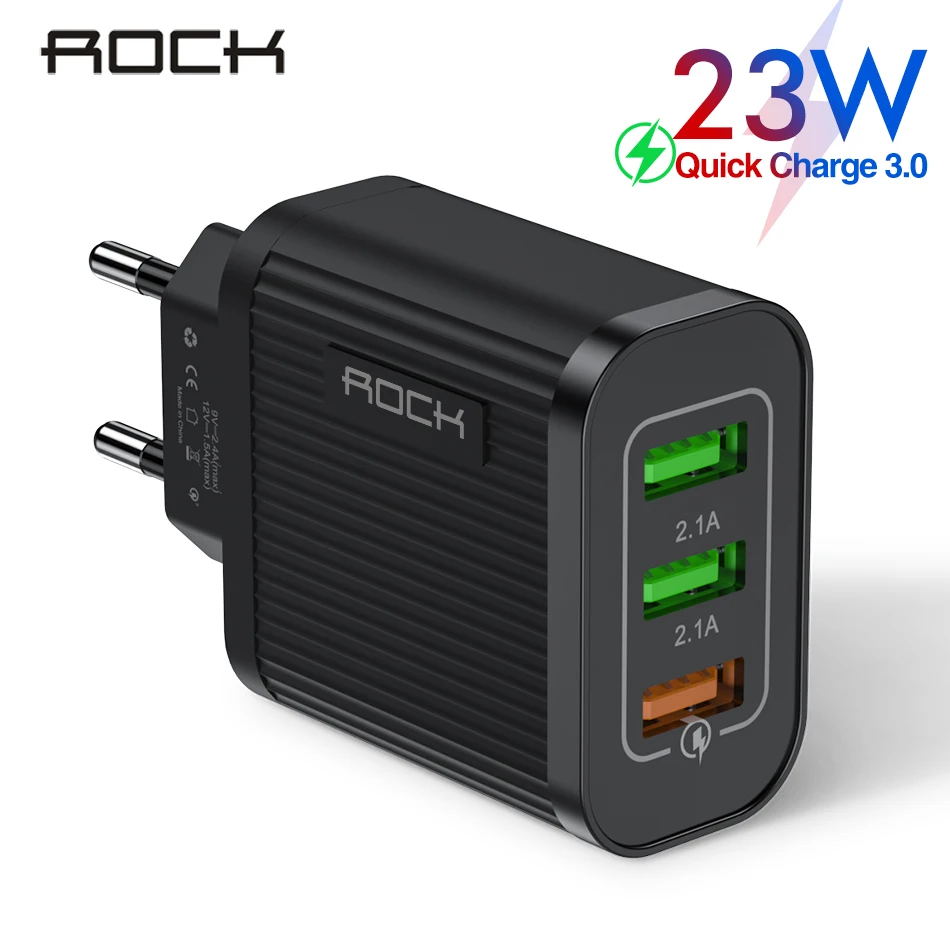 

ROCK Quick Charge 3.0 Phone Charger For iPhone Samsung Xiaomi QC 3.0 Super Fast Charging Wall Travel USB Mobile Phone Charger