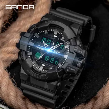 

Sanda Sport Watch Men Waterproof Dual Display Analog Digital LED Electronic Wrist Watche Digital Quartz Wrist Watches for Men