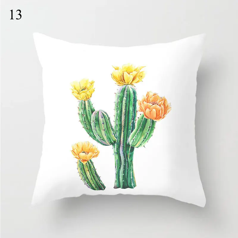 1PC Cactus Floral Print Cushion Cover Polyester Pillow Cases Throw Pillows Sofa Home Decor Pillowcase Decorative Pillow Covers