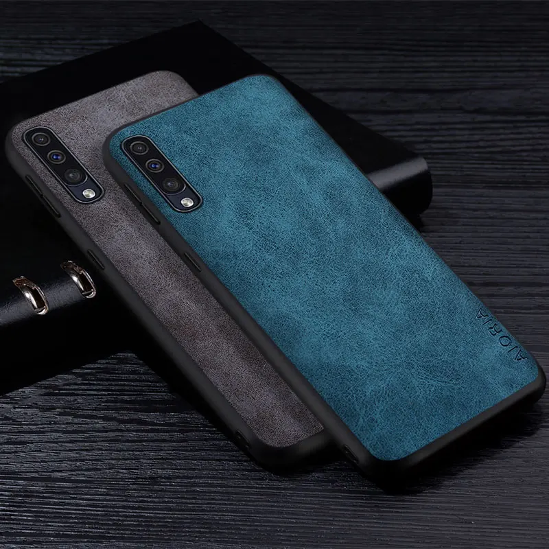 Premium PU Leathe Phone Case for Samsung Galaxy A50 A50s A40 A30s A10 A02s A03s Vintage Soft Silicone Tpu Cover | Мобильные телефоны