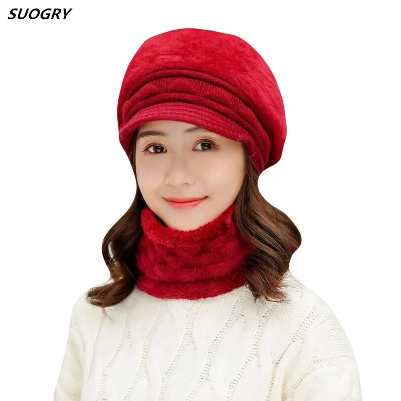 Женские шапки осенне зимний однотонный берет из кроличьего меха вязаные