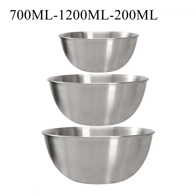 3PCS Set 3 шт. 304 миски для смешивания из нержавеющей стали, Набор чашек для хранения, набор кухонных салатников, аксессуары для приготовления выпечки со шкалой - Цвет: 3PCS Set