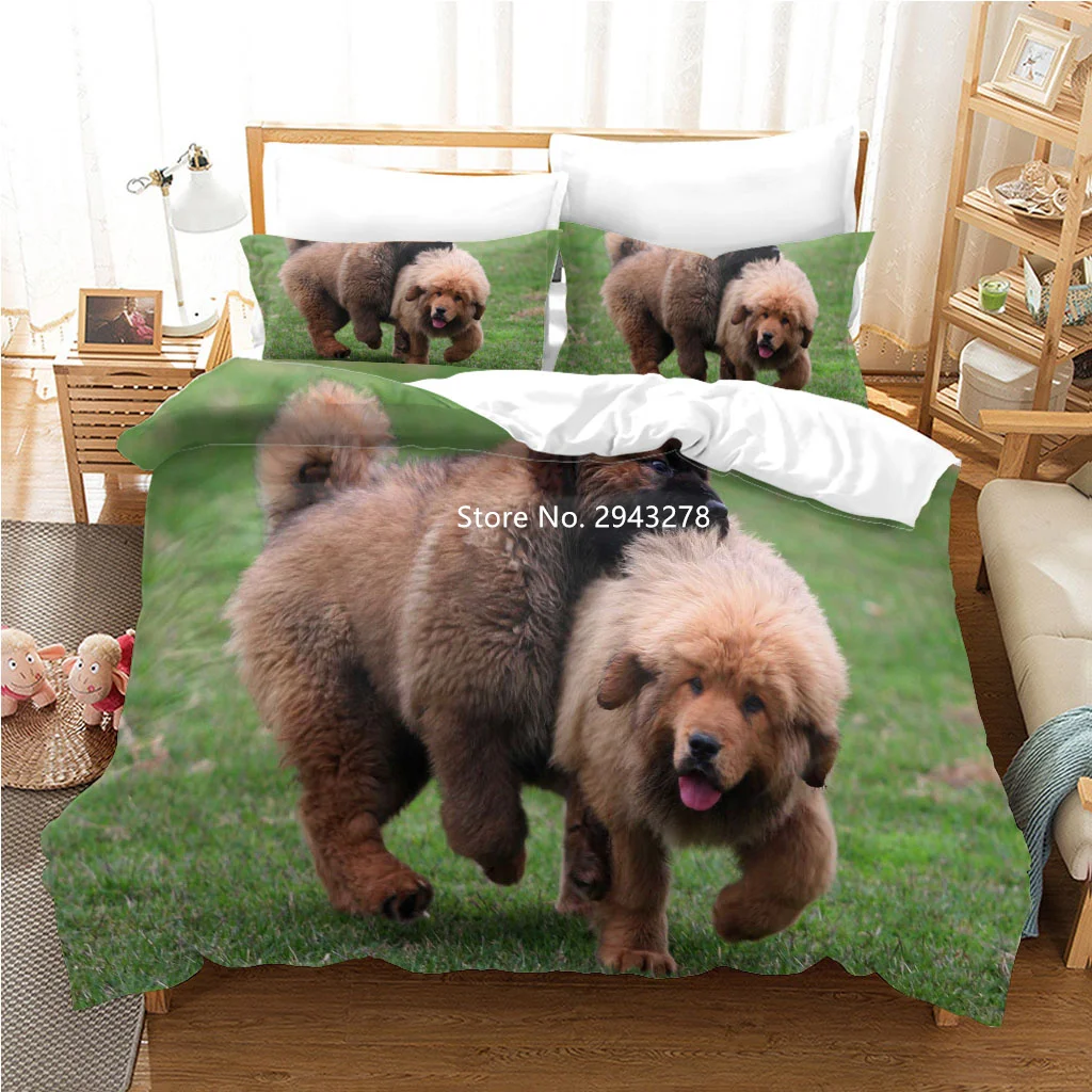 Cute Doggie Series Bedding Deluxe Full-size Duvet Covered Pillowcase Linen Adult Children Bedroom Decor with Colorful Print