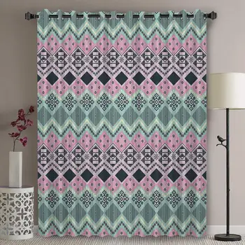 

Blackout Patio Door Curtain Panel - 96 Inch Long Grommet Top Thermal Insulated Bedroom Darkening Curtain - Abstract Draperies &