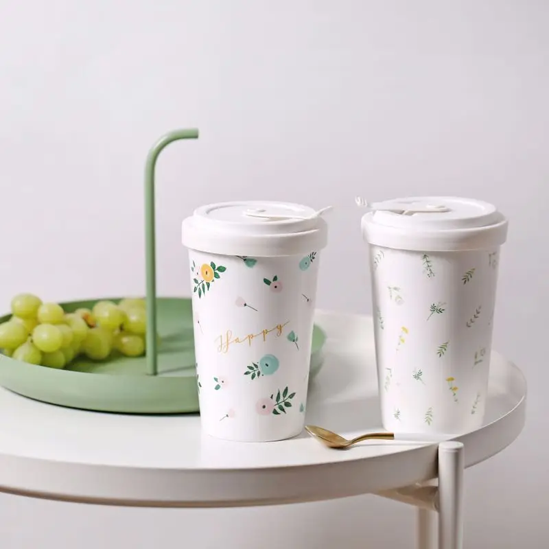 

Portable Ceramic Hand Cup With Silicone Cover High Temperature Milk Tea Cup Home Office Drinkware Anti-Hot Drinking Cup