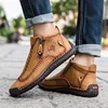 Men's Ankle Boots Handmade Leather Men's Western Boots Classic Fashion Men's Motorcycle Boots Outdoor Men's Work Shoes Size 48 ► Photo 3/6