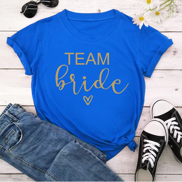 bachelorette team bride t shirt estonian wedding party ulzzang t-shirt cato women's tea bride short women tops drop ship Royal Blue-1