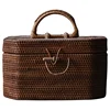 Woven Storage Chests with Lid and Button, Hand- woven Rattan, Desktop Storage Box Basket, Kung Fu Teaware,Tea Ceremony Accessory 5