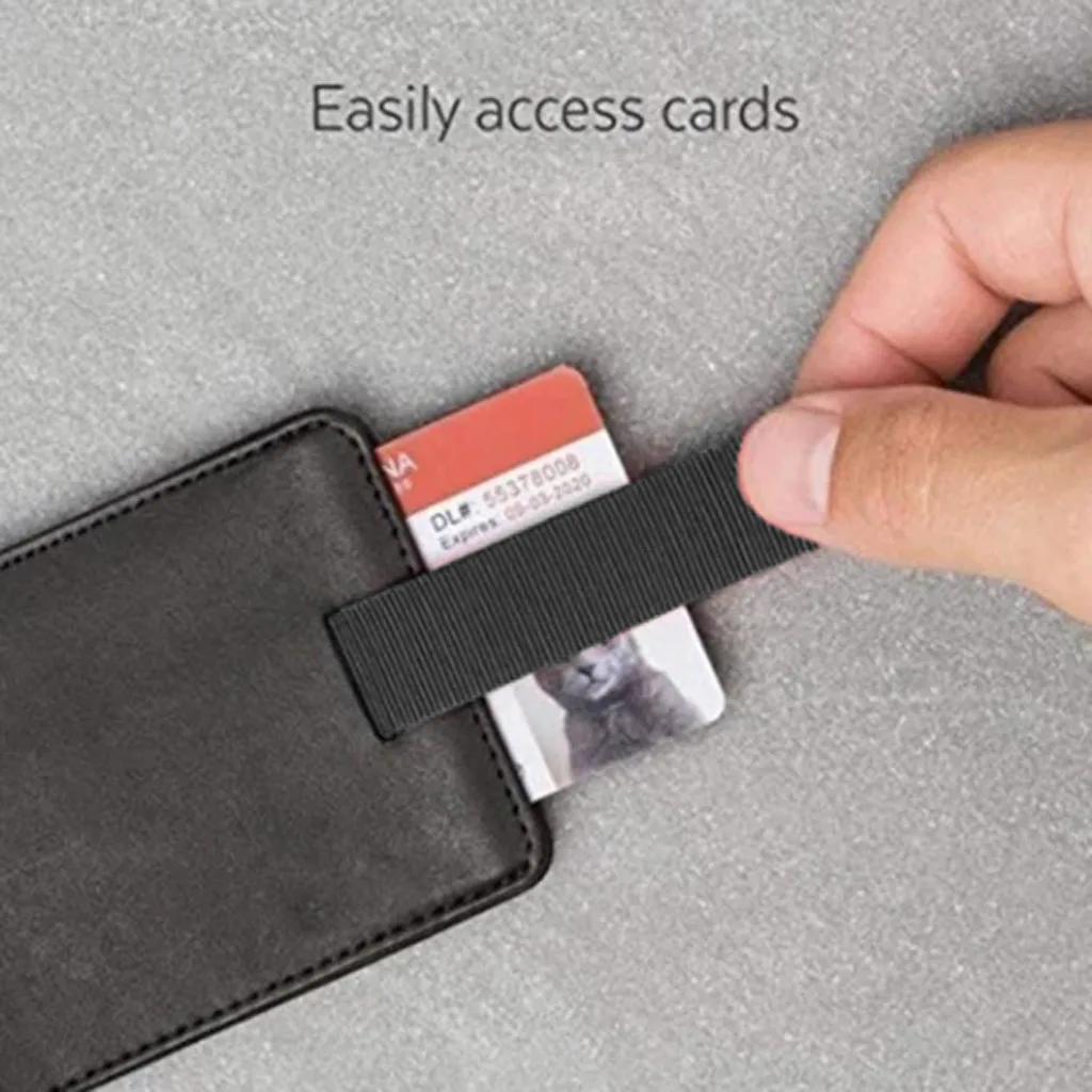 Rfid Блокировка из искусственной кожи Твердый узор бизнес антимагнитный против кражи платная Пряжка держатель для карт Органайзер#6
