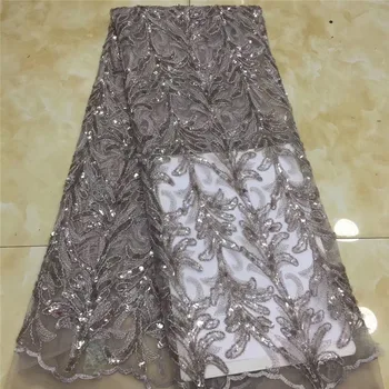 

Latest African sequins Lace Fabrics 5Yards White Guipure Lace Fabric High Quality African Cord Lace Fabric For Wedding Dresses