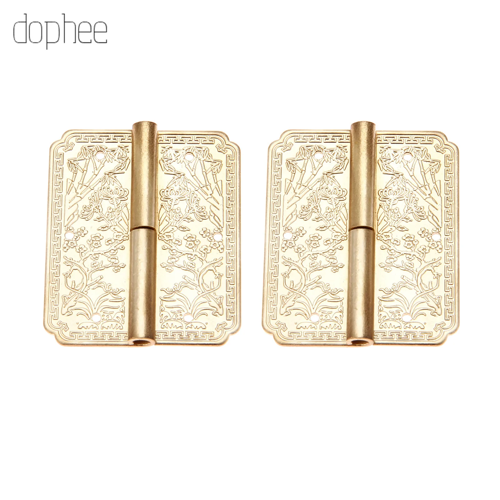 Dophee 2 шт./компл. правый+ левый 6*5 см, Колготки с рисунком дверные петли мебельная фурнитура корпусной Винтаж полые Античная бронза латунь набор «сделай сам» для коробка - Цвет: 2pcs Right  Brass