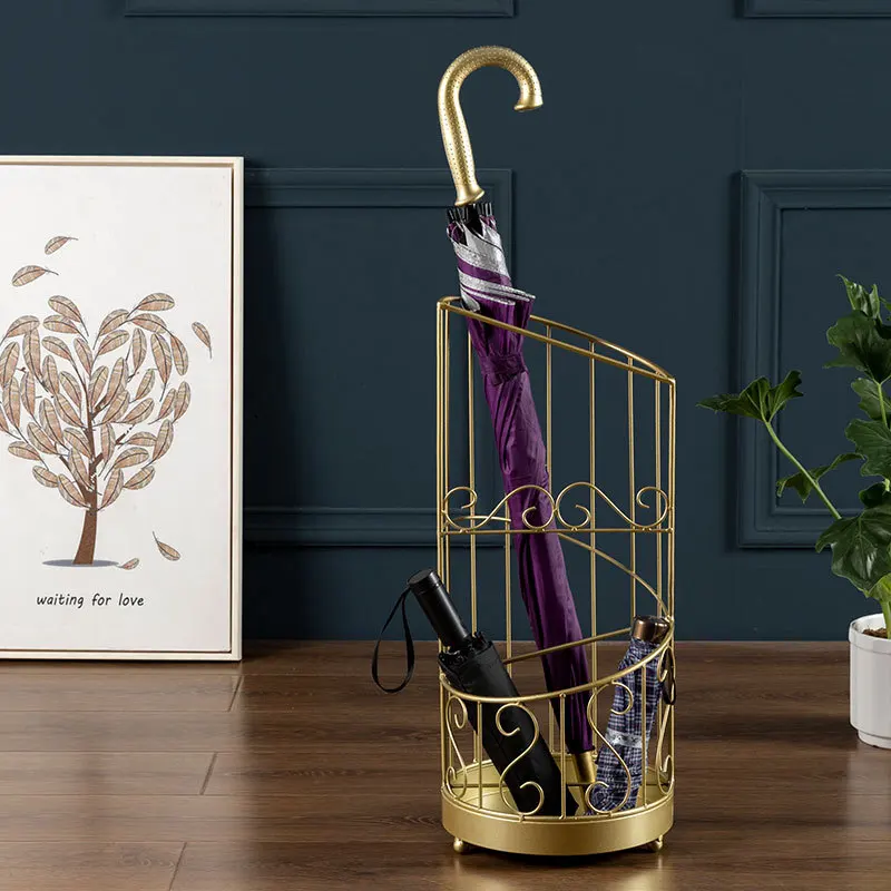 Modern Gold Metal Umbrella Stand Holder For Home Hotel paraguero hogar Bumbershoot Rack Organizer High Quality
