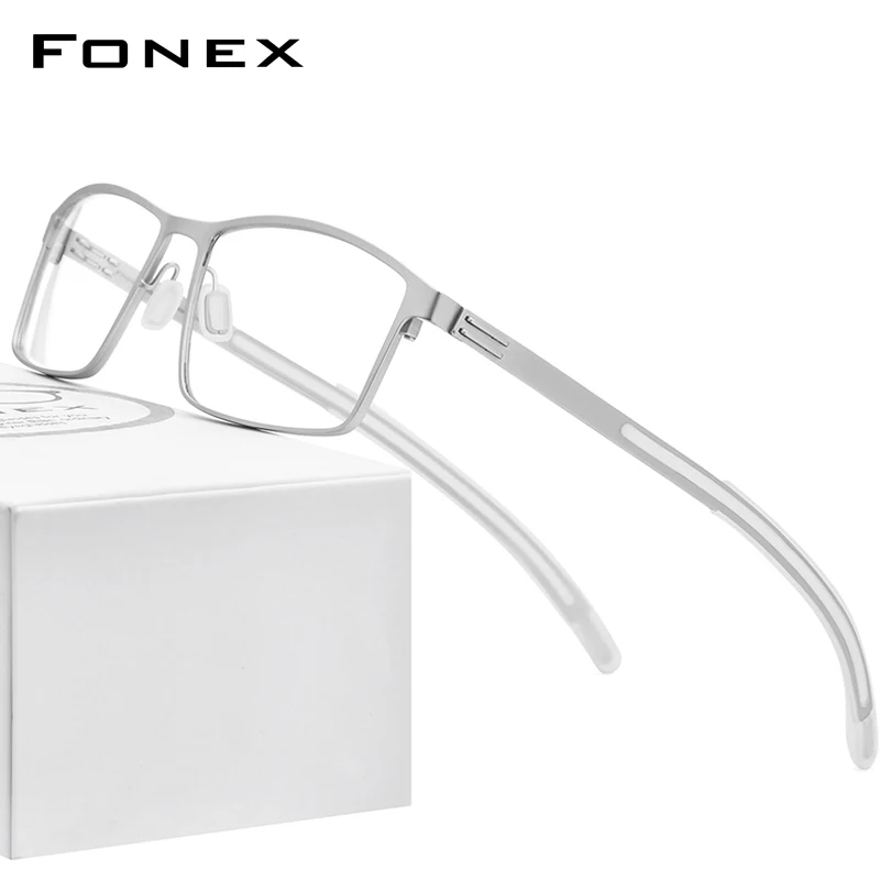 

FONEX Alloy Optical Eyeglasses Frame Men Square Myopia Prescription Glasses 2020 New Male Metal Full Screwless Eyewear 995