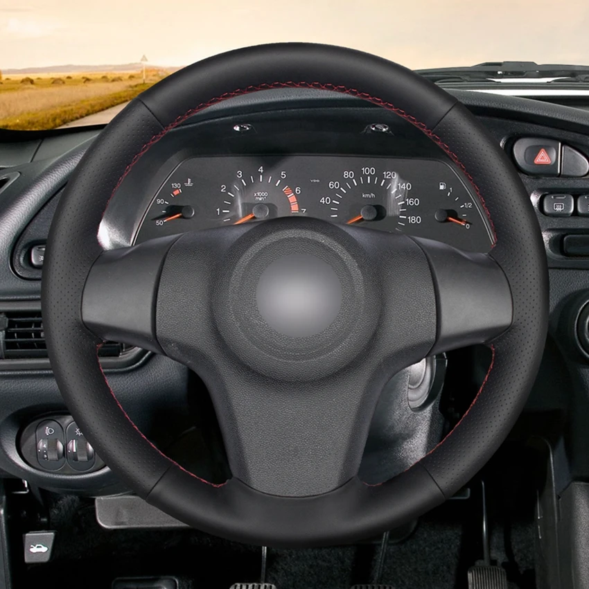 Черная крышка рулевого колеса из искусственной кожи для Chevrolet Niva 2009-(3 спицы) vauxhall Corsa(D) Opel Corsa(D
