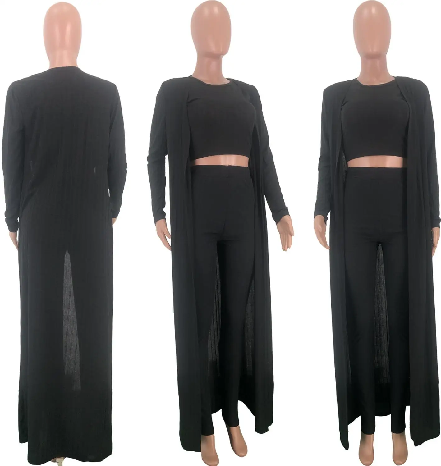 Новинка 2020 зимний женский комплект из майки длинного кардигана и брюк